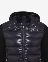 Load image into Gallery viewer, Navy Blue Nylon Front Hooded Cardigan