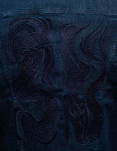 Load image into Gallery viewer, Navy Blue Mermaids Embroidery Denim Jacket
