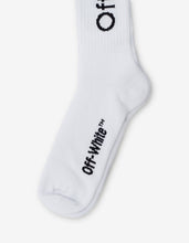 Load image into Gallery viewer, White Diagonals Mid Length Socks
