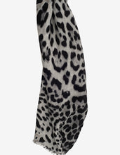 Load image into Gallery viewer, Black Leopard Print Silk Scarf -
