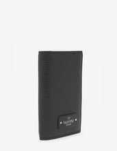 Load image into Gallery viewer, Black Grain Leather Card Wallet with Tonal Logo
